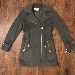 BRAND NEW Michael Kors Asymmetrical-Zip Wool Coat